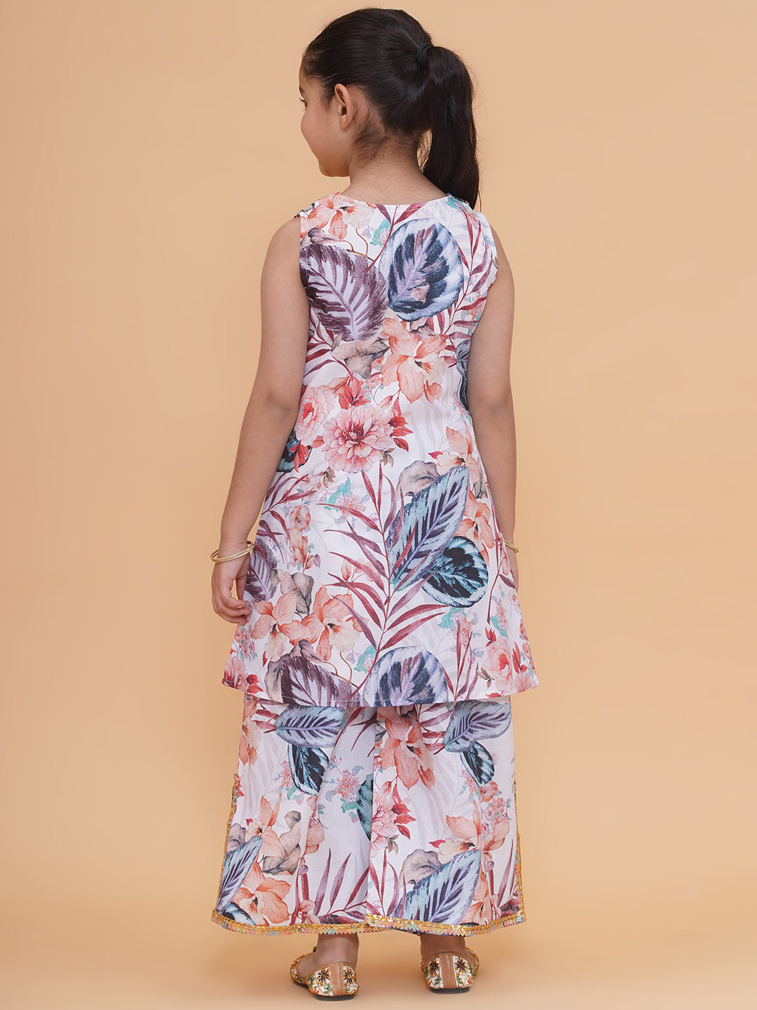 Modish couture Printed Kurta & Plazzo (White)