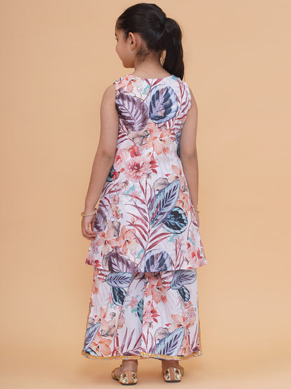 Modish couture Printed Kurta & Plazzo (White)