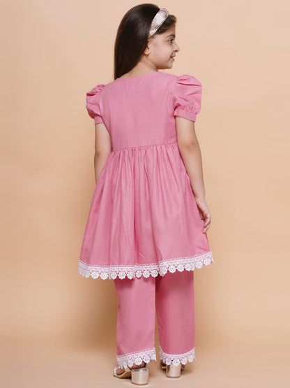 Modish couture Embellished Kurta &Plazzoo  ( Baby Pink)