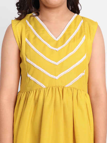 MODISH COUTURE Lace work Kurta & Plazzo(Mustard)