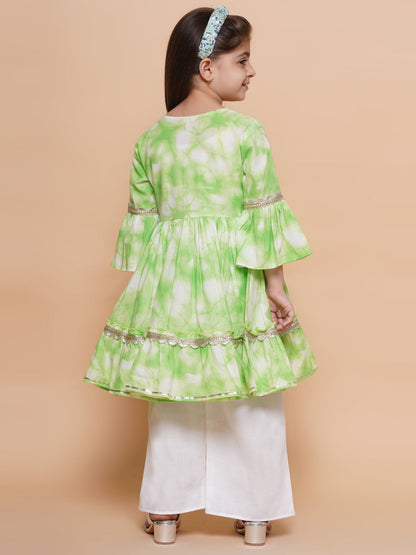 Modish couture Embellished Kurta &Plazzoo (Pink&Green)