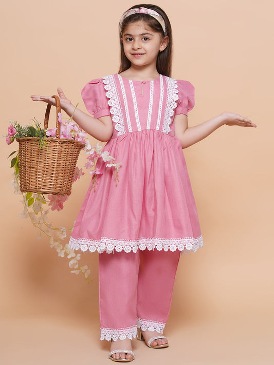 Modish couture Embellished Kurta &Plazzoo  ( Baby Pink)