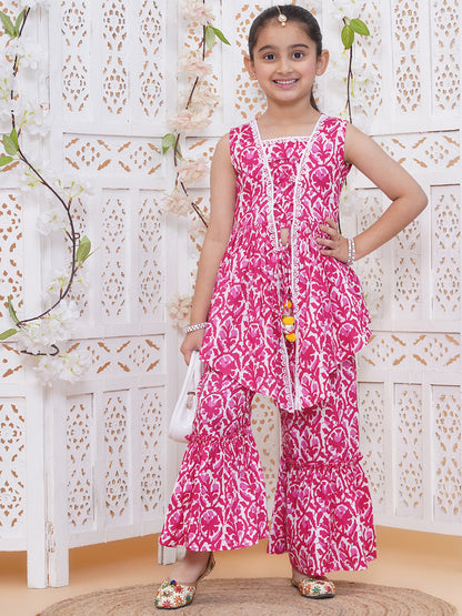 Modish couture Printed Kurta & Plazzo (Pink)