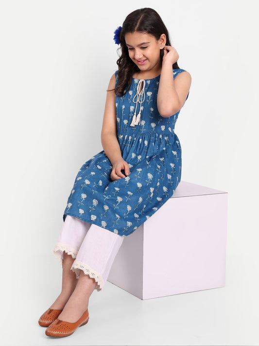 MODISH COUTURE Floral Anarkali Kurta & Plazzo(Blue)