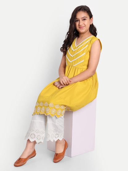 MODISH COUTURE Lace work Kurta & Plazzo(Mustard)