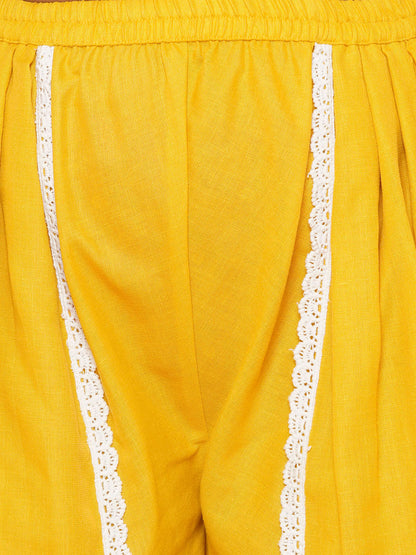 MODISH COUTURE Self Design Kurta & Dhoti salwar (Musterd)