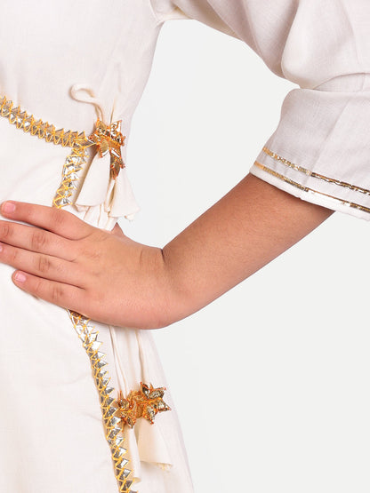 MODISH COUTURE Gota Work Angrakha Kurta & Plazzo(off White)