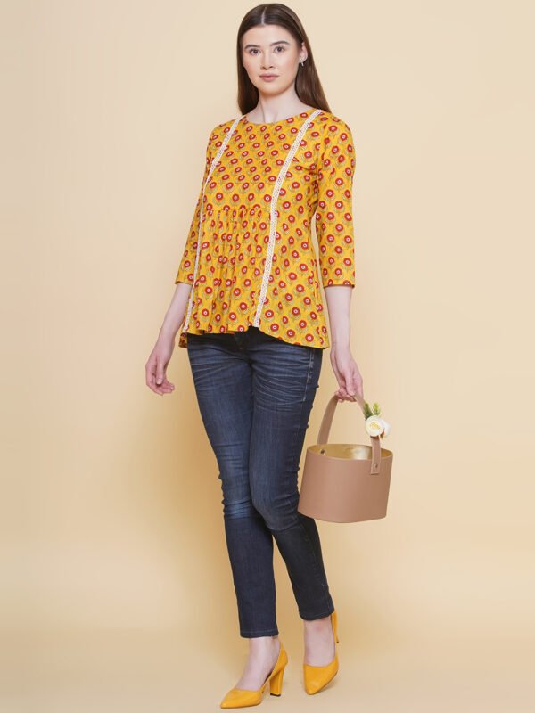 Modish couture Floral Print A-Line Pure Cotton Top
