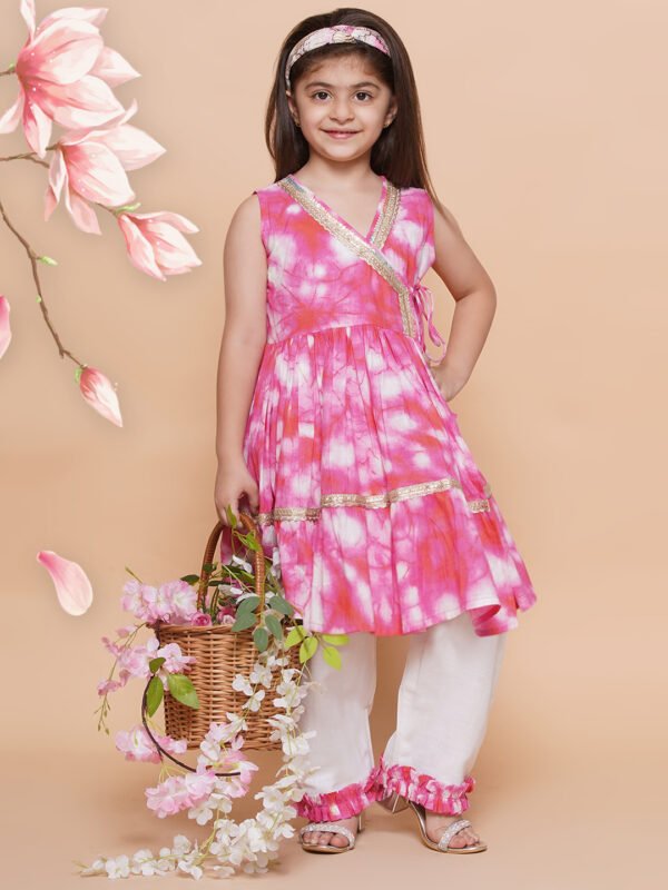 Pink Tie-Dye Kids Kurta Set