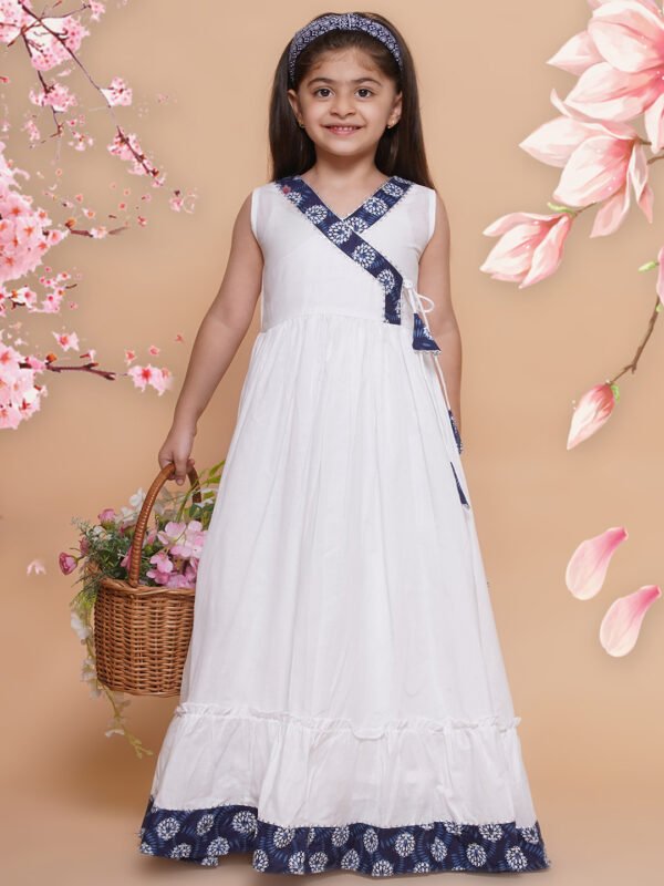 White Cotton Long Dress for Girls