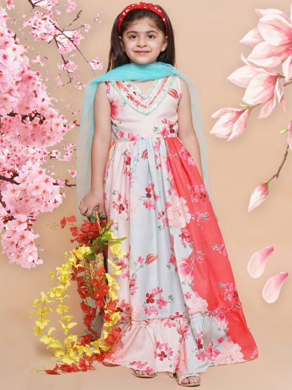 Floral Kids' Ethnic Gown