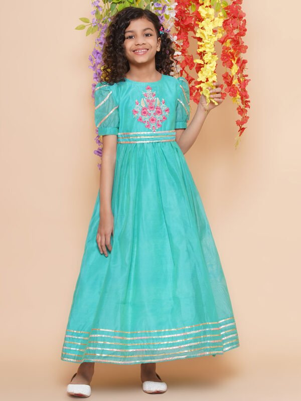 Modish couture Embroidered Dress with Belt