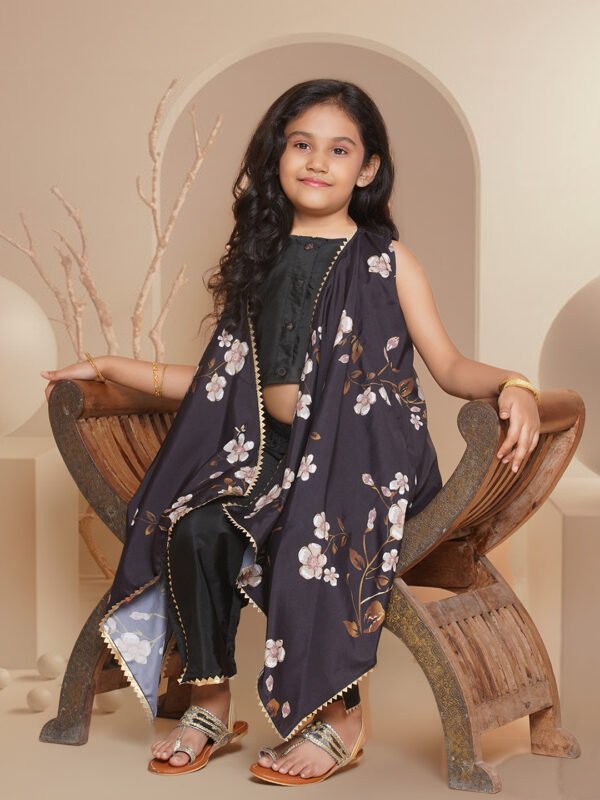 Modish couture Self Design Top & Plazzo with Jacket