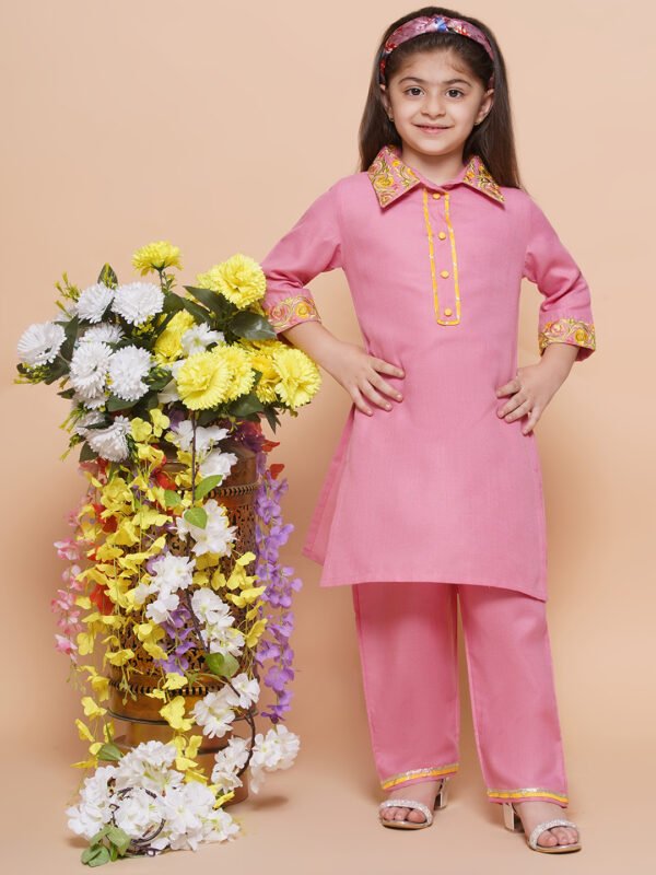 Girls Pink Kurta Palazzo Set