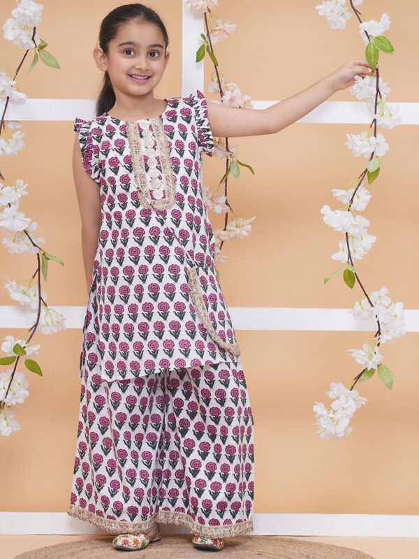 Modish couture Printed Kurta & Plazzo with Purse